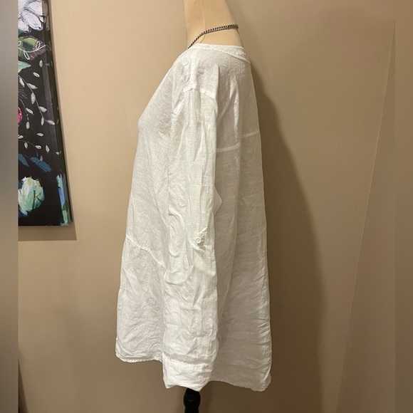 Eileen Fisher Elegant White Irish Linen Button-Up Women's Tunic, size XL - Picture 2 of 9
